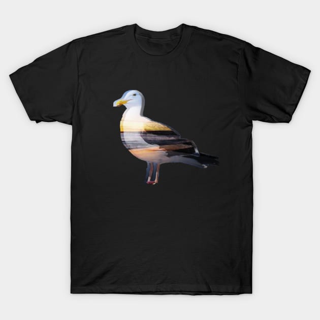 Beach Seagull T-Shirt by ThePurplePigeon